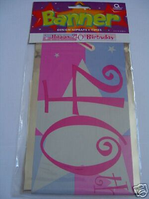 40th birthday banners shimmer pink £ 1 99