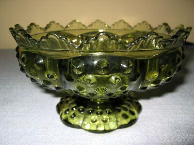 Spectacular Vintage Fenton Hobnail Heavy Emerald Green Candle Bowl