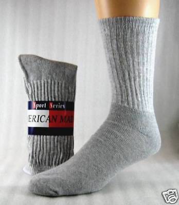 Mens diabetic Crew Socks Gray size 13 15 12 Pr  