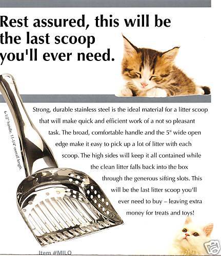 STAINLESS STEEL CAT LITTER SCOOP GREAT NEW SIFT DESIGN 053796105244 