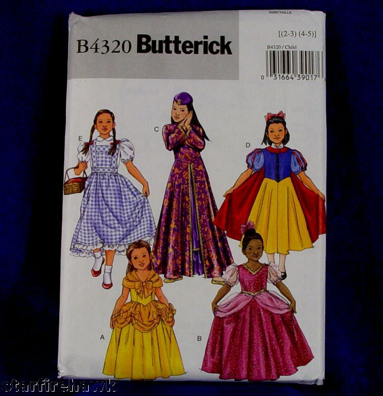 Butterick 4320 Girls Princess 5 Costume Patterns 7 14 031664390183 