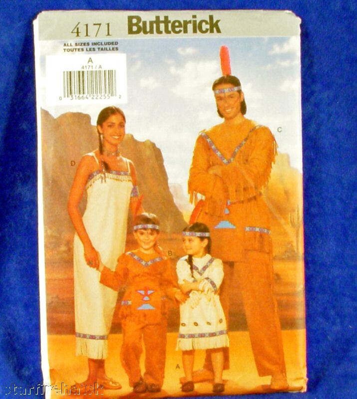 Butterick 4171 Adult Indian Costume Pattern Men & Women  