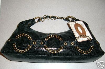 STEVE MADDEN Python Black Leather w Chains Handbag NWT  