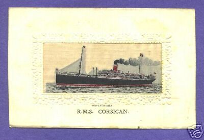 S2195 Woven Silk postcard, Ship, RMS Corsican  