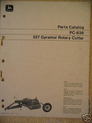 John Deere 527 Gyramor Rotary Cutter Mower Parts Catalog Manual  