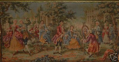 Large Antique Belgian Tapestry Wall Hanging ~ Courtyard Scene  