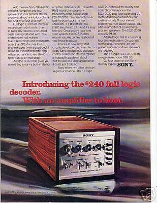 1974 Rare Sony SQA 2030 Decoder Amp Ad   