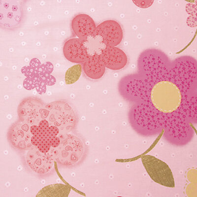 Cotton 100% Satin Bed Curtain Fabric Pastel Flower Pink  