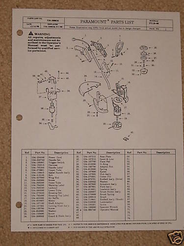 Paramount String Trimmer PT120 00 Illstrd Parts Manual  