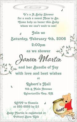 Personalized Bear Baby Shower Pooh Birthday Invitations  