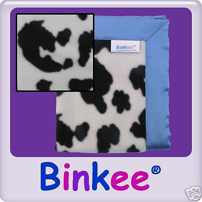 BINKEE BABY SNUGGLE BLANKET   Cow Print Blue *New*  