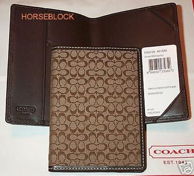 COACH PASSPORT COVER   Khaki Mini Sig Mahogany 60158  