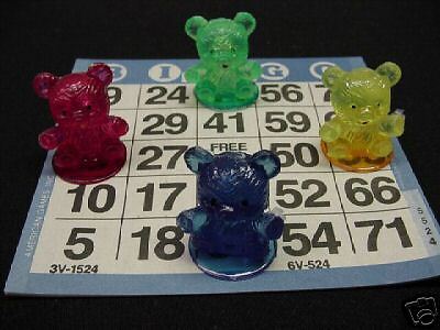 SET OF 4 TEDDY BEAR BINGO WAITERS PLASTIC  