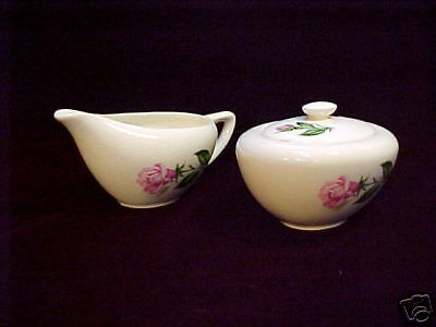 China Cream & Sugar Set   Knowles Tupperware Rose  