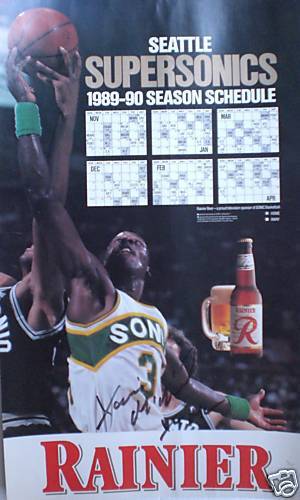 XAVIER McDANIEL SEATTLE SUPERSONICS AUTOGRAPH89 POSTER  