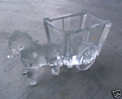 Vintage Glass Horse and Wagon Candy Container LOOK