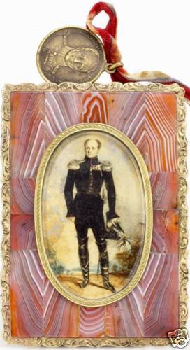 Russian Gold framed miniature Portrait Tsar Alexander I  