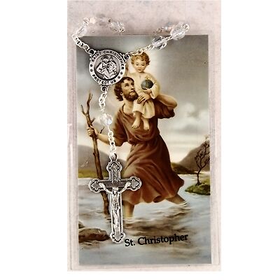 St. Christopher Auto Rosary with Prayer Card #AR7C  