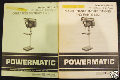 Powermatic 1150 A Drill Press Operating & Parts Manual  