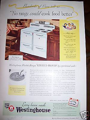 1937 Antique Westinghouse Emperor Stove Range Ad  