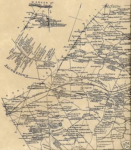 Cookstown NJ 1876 Map with Homeowners