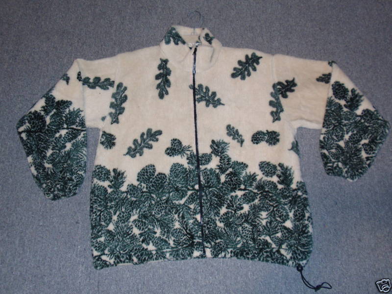 ladies pine cone leaves fleece jacket size large new  