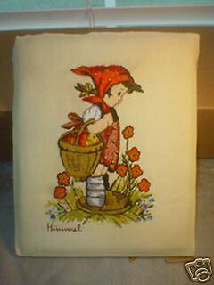 VINTAGE HUMMEL NEEDLEPOINT PICTURE UNFRAMED FLOWERS  