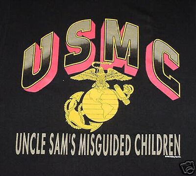 New Black USMC Uncle Sams Marine Corps T Shirt, size 2X  