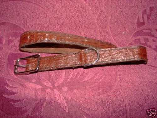 New Handmade Brown Leather Alligator Print Dog Collar  