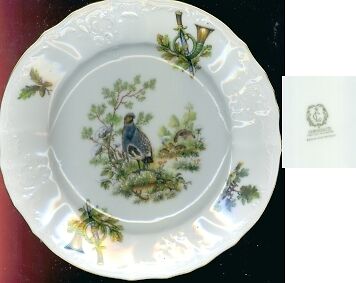 WILDLIFE QUAIL *BERNADOTTE CZECH FINE CHINA BREAD PLATE  