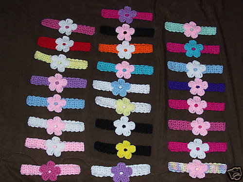 Wholesale Lot 25 Crocheted Baby Toddler Headbands *NEW*  