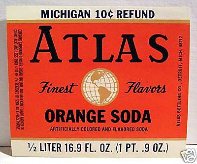Atlas Bottling Orange Soda Old Label Detroit Michigan  