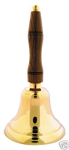 Large Brass School Bell/Wooden Handle   Engraved Free  