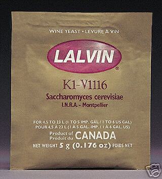 Lalvin Wine Yeast K1 V1116 (wine making supplies)  