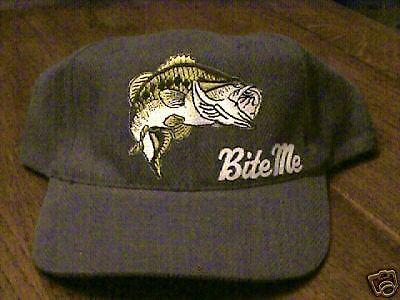 NEW BASS FISHING BITE ME CUSTOM FISH HAT CAP PATCH LAKE  