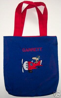 PERSONALIZED Tote Book Bag   AIRPLANE  