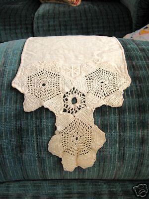 AntiqueVintage Crocheted Edging Couch Sofa Chair Scarf  