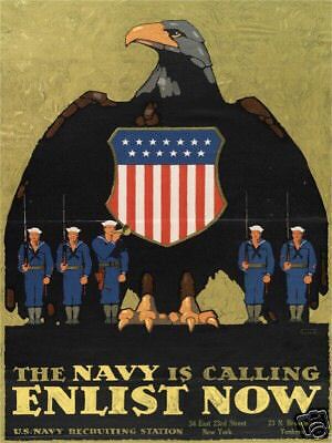 The Navy Is Calling  Enlist Now   WWI War Poster  