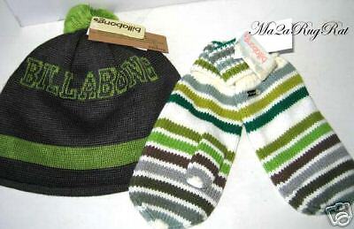 Billabong Knit Logo Beanie / Mitten Glove Set NWT  