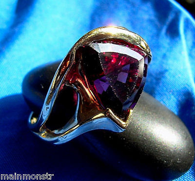   Art GEOMETRIC DIAMOND MoDERNISTIC Rhodolite estate RING size 6  