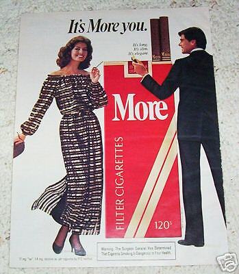 1983 More Cigarette sexy girl SELA WARD smoking 1 pg AD  