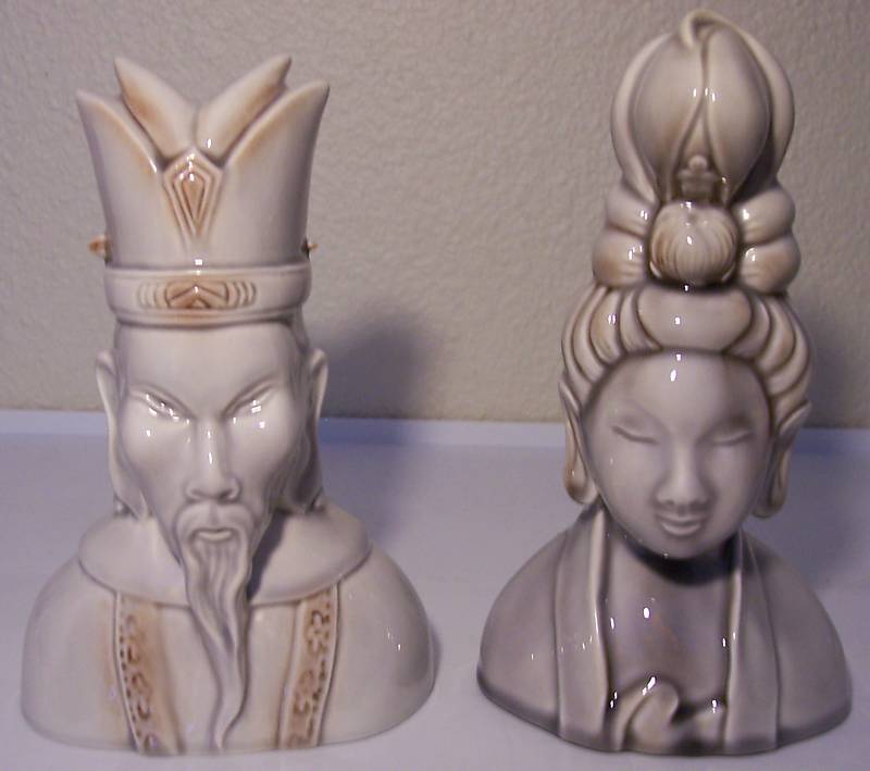 ROSELANE POTTERY PAIR ORIENTAL FIGURINES  