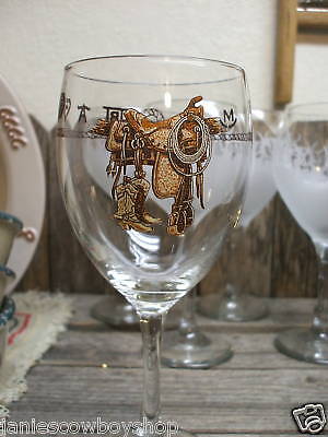 Western Decor Glassware Saddle Rodeo Dishes15 1/2 Wine  