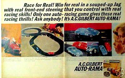 1964 A.C.Gilbert Auto Rama Slot Car Figure 8 Road Race Set 1/32 Promo 